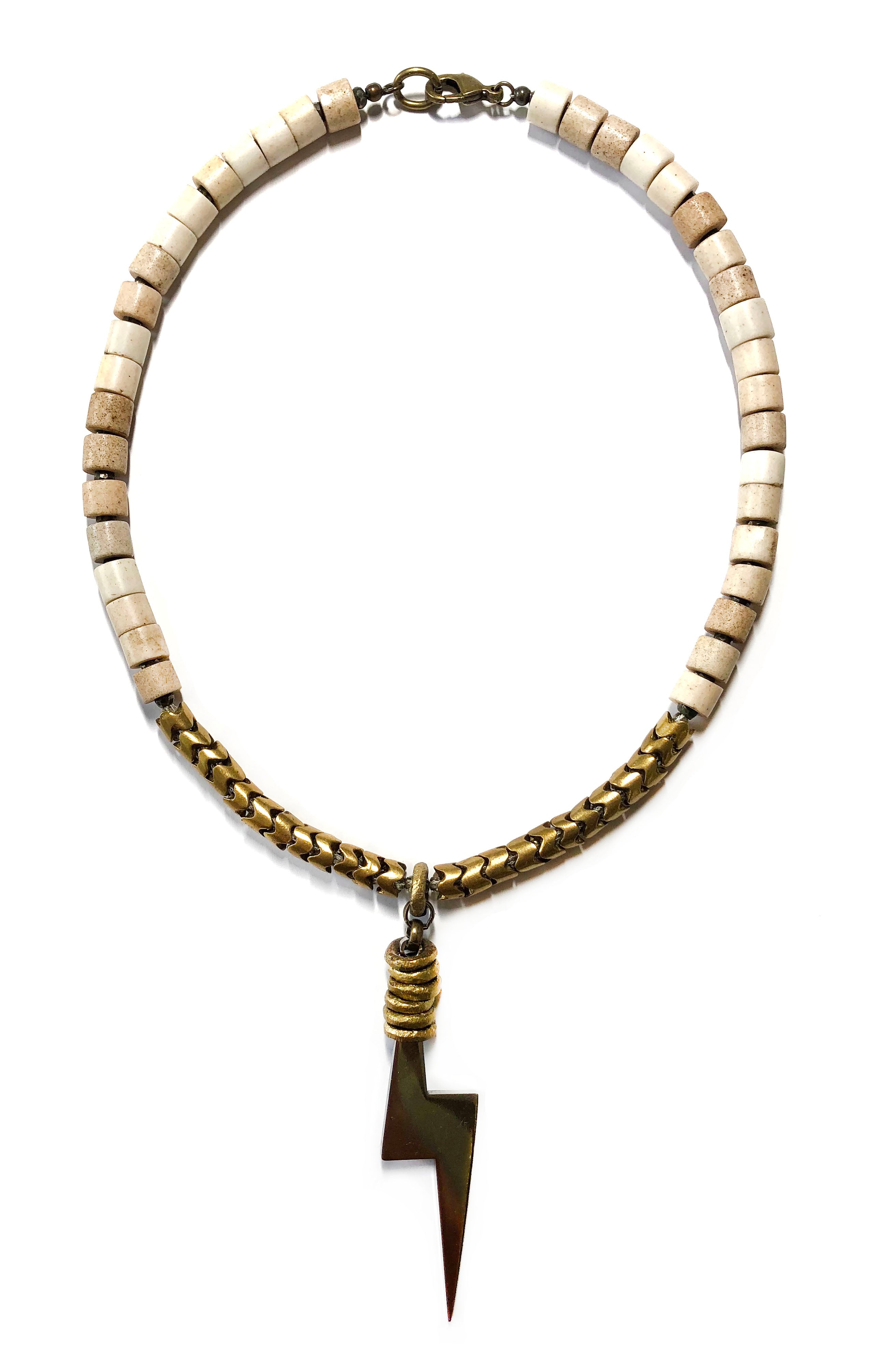 Bone Brass Lightning Choker