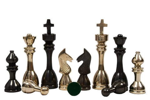 silver gold metal chess pieces