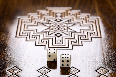 Backgammon Board with Pawns and Dice