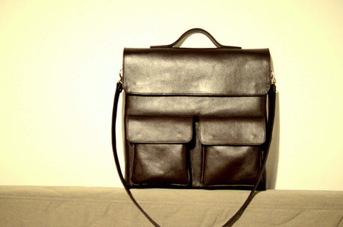 chess full size leather satchel bag