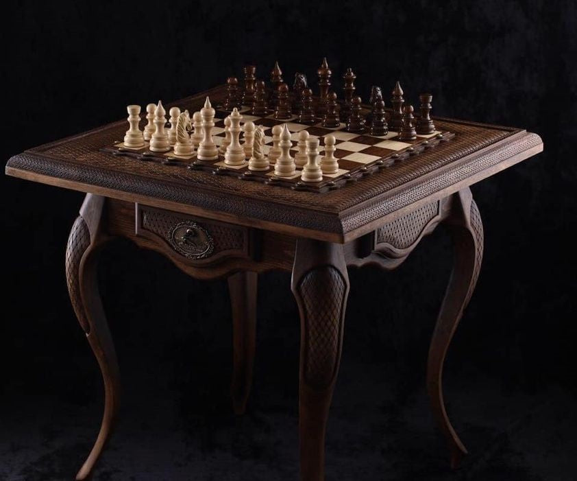 table d'échecs en bois échiquier