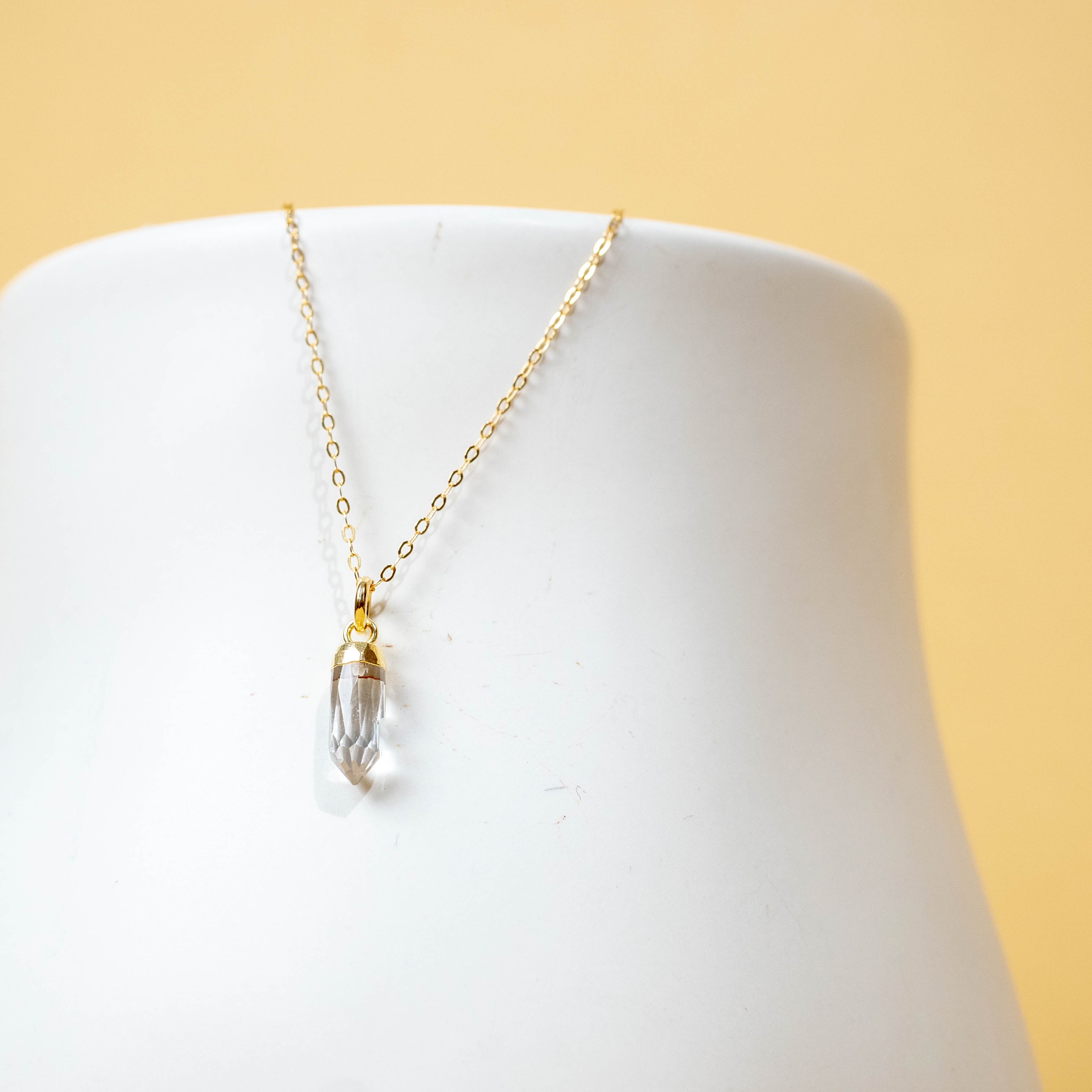 image for CLEAR QUARTZ SPIKE NECKLACE - GOLD