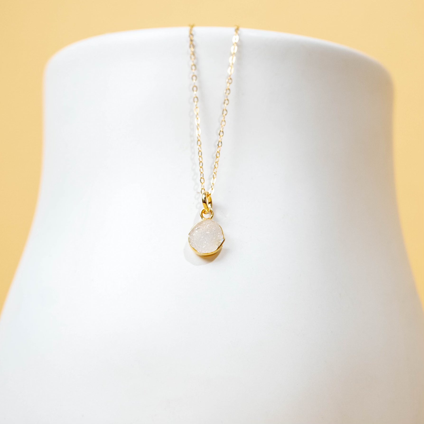 image for White Druzy Casted Necklace - Gold