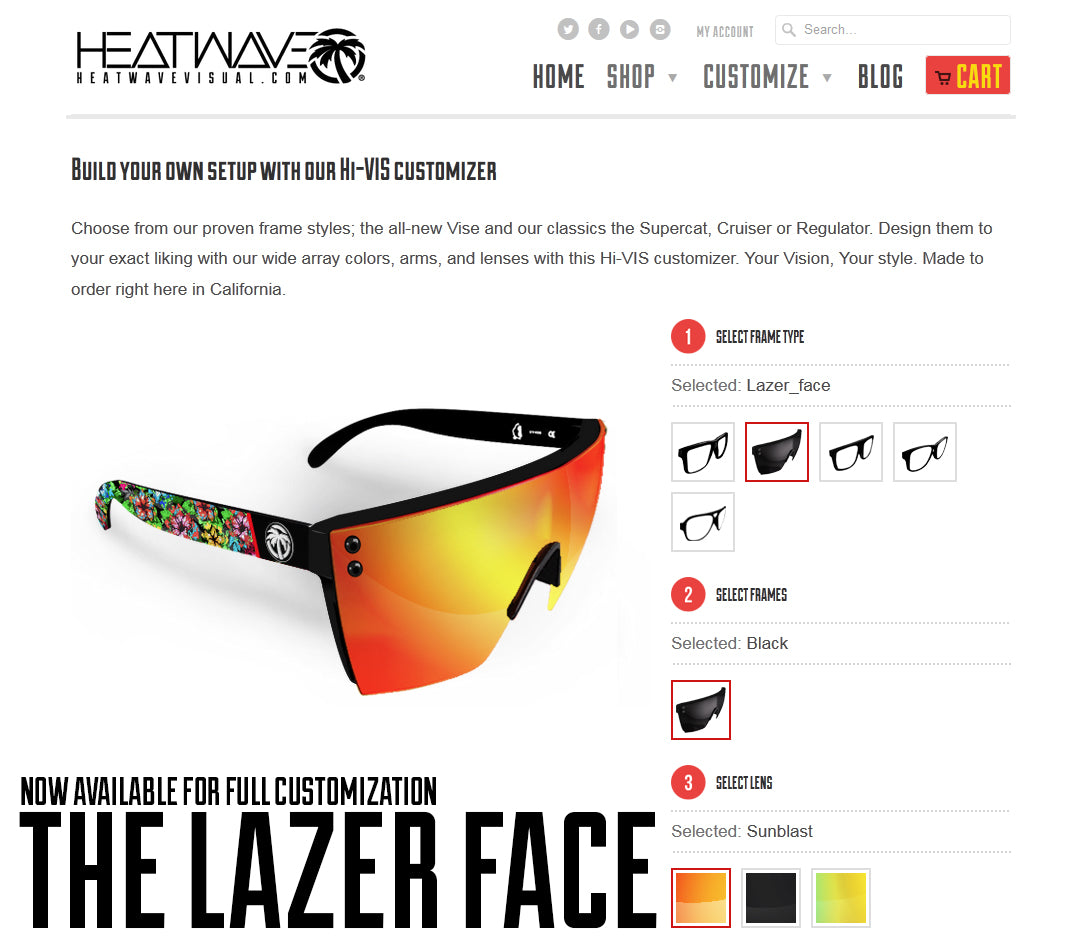 The Lazer Face - Now fully customizable in the Hi-VIS sunglasses custo ...