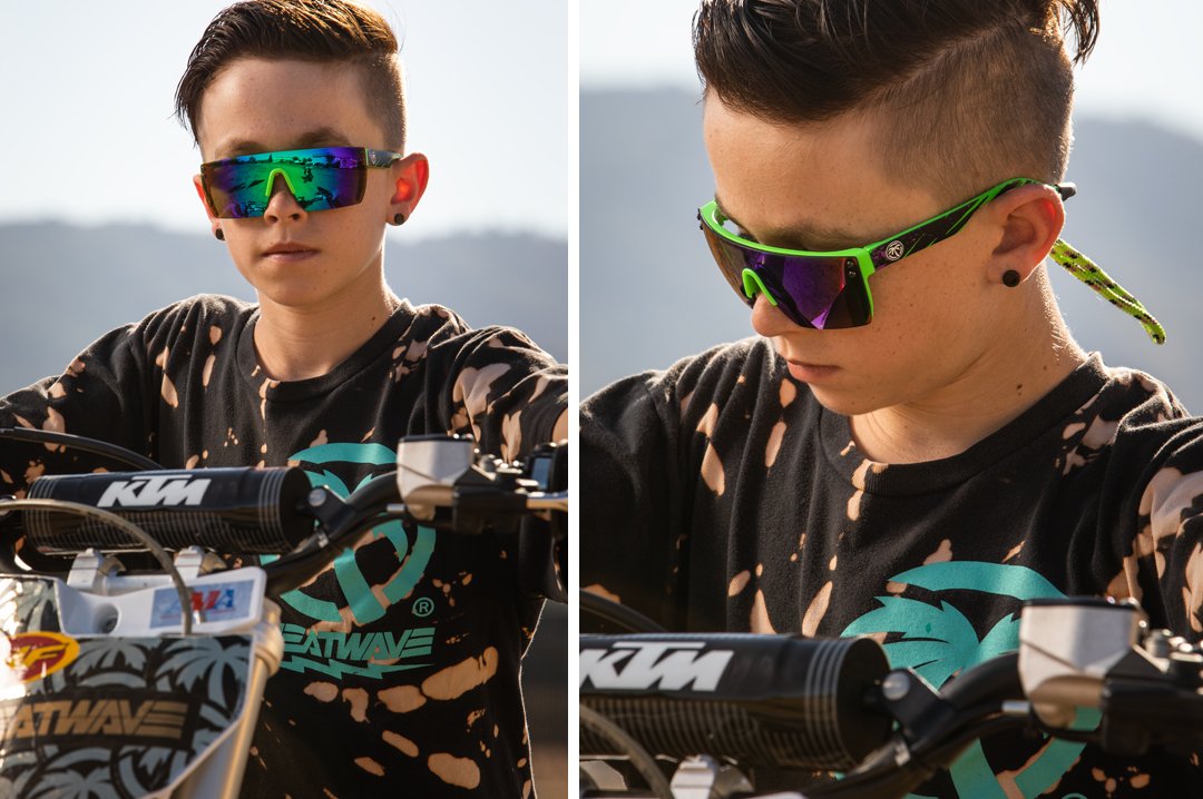 Kids Lazer Face Glasses: Moto Green | Heat Wave Visual