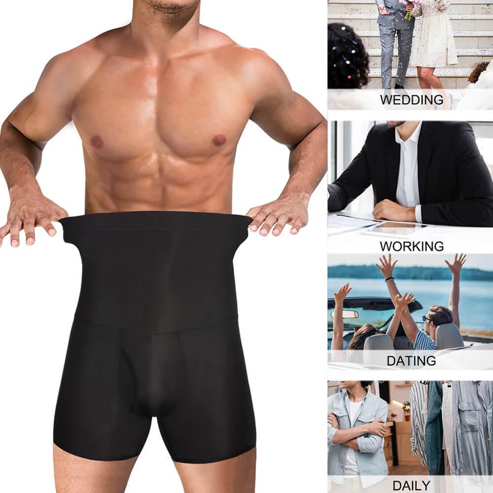 High Waist Compression Shorts For Men Black - Nebility