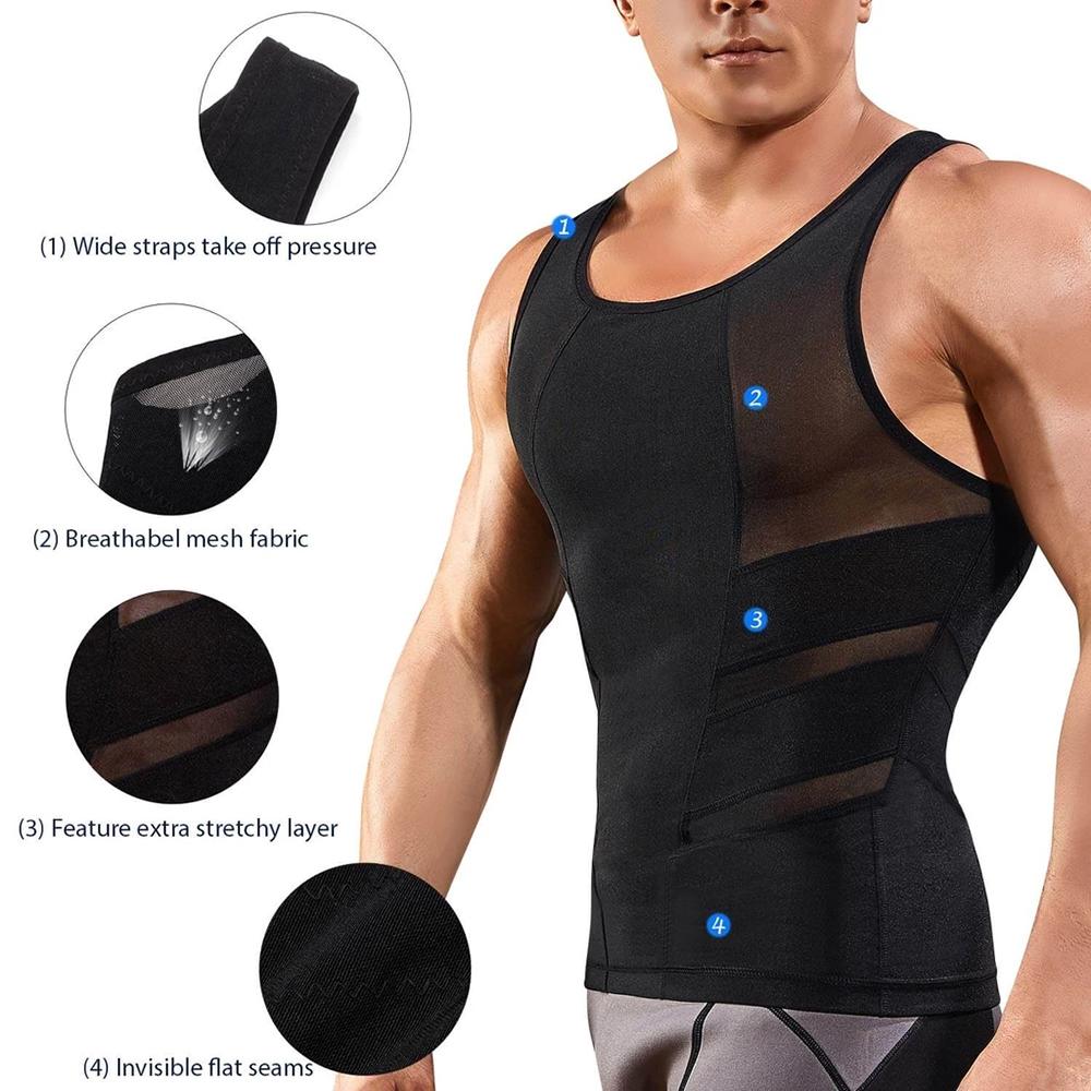 Breathable Mesh Tank Top Slimming Vest For Men's Tummy Control - Nebility