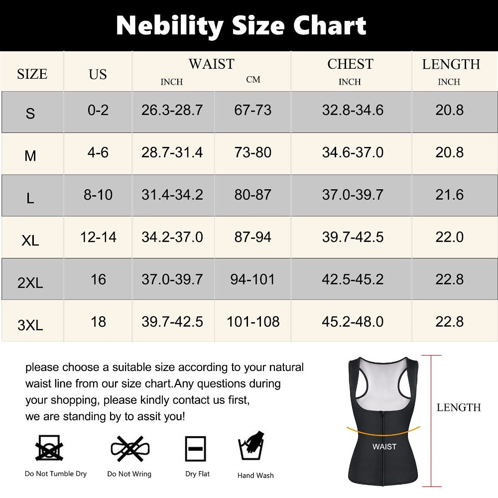 Split Gusset Sauna Waist Trainer Zipper Vest Shapewear - Nebility