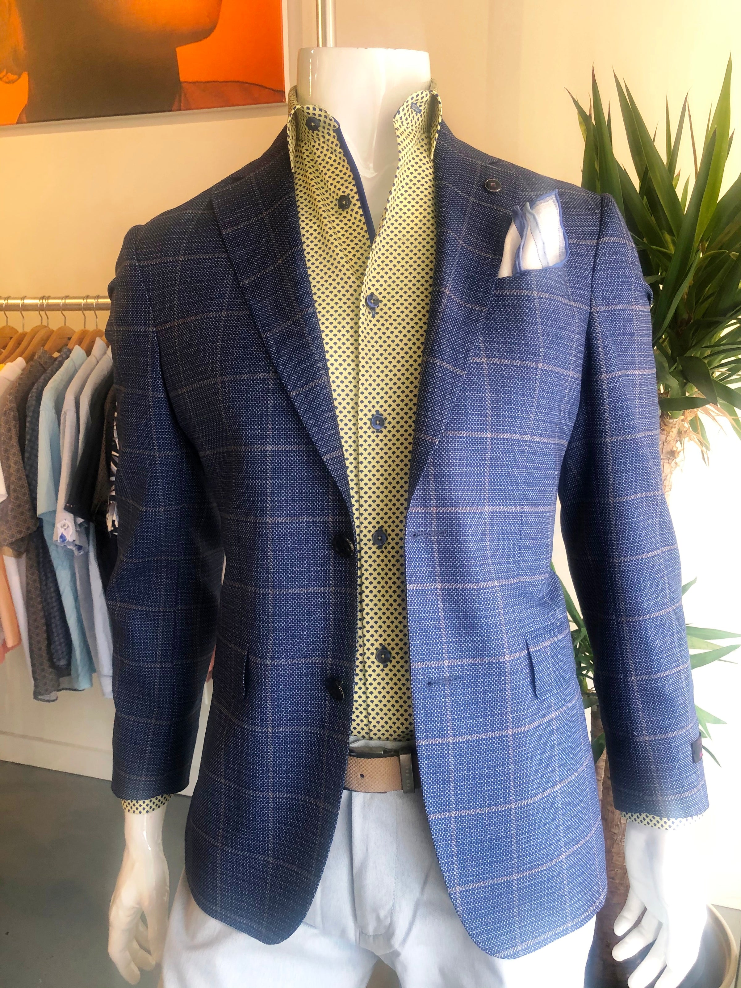 blue windowpane blazer