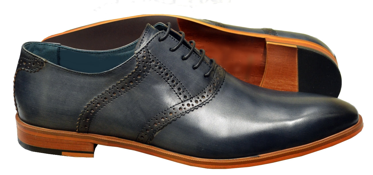 blue leather brogues