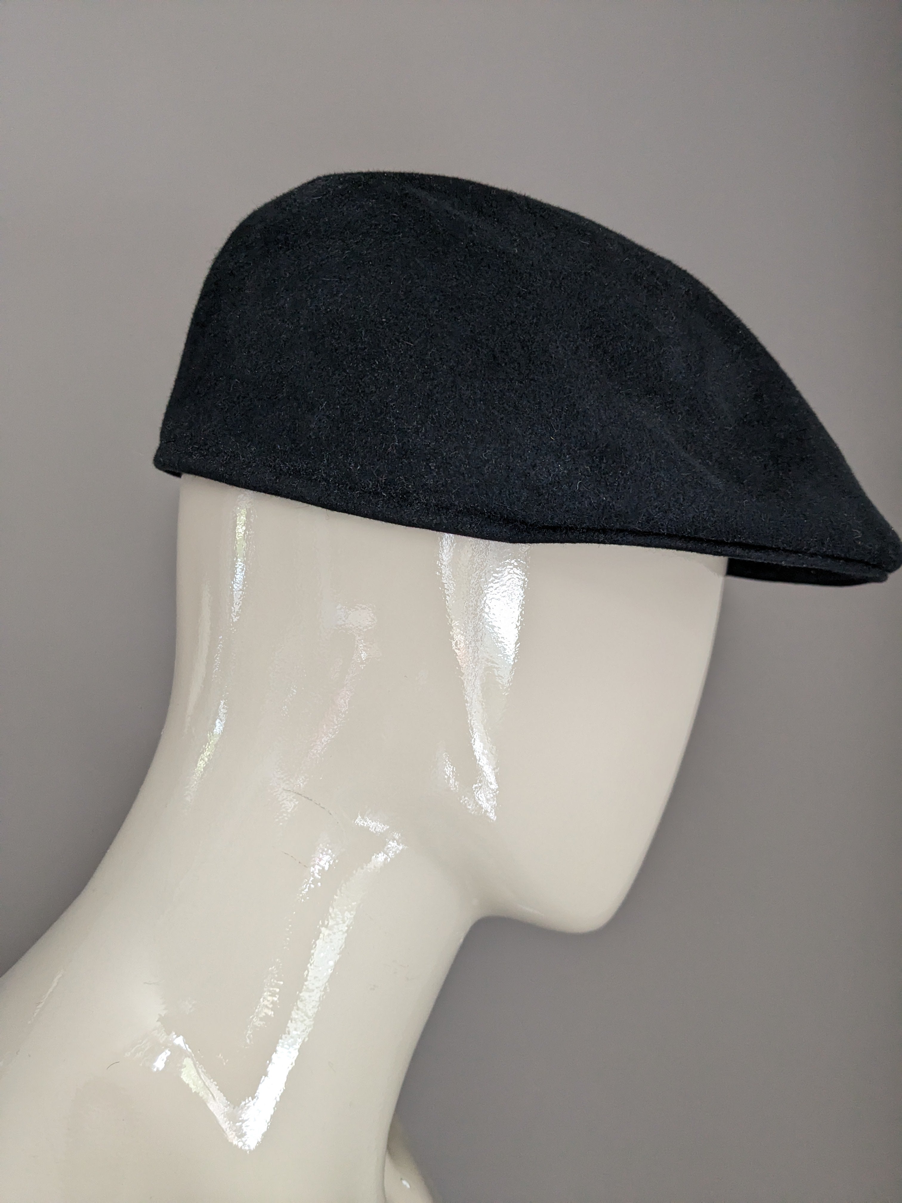 Mayser flat cap Zwart gekleurd. Haar. Maat 59. #701 | EcoGents