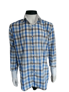 Mooi spoor Verbieden Circle or gentlemen shirt. Blue / white checkered. Size 42 / L | EcoGents