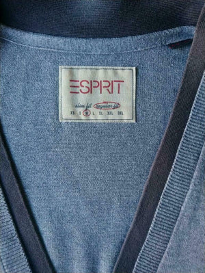 hoofdstad Arashigaoka investering Esprit vest met knopen en elleboogstukken. Grijs gekleurd. Maat M. |  EcoGents