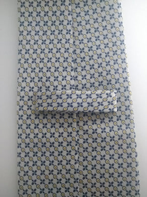 Vintage stropdas. Wit blauw goud motief. 100% polyester.