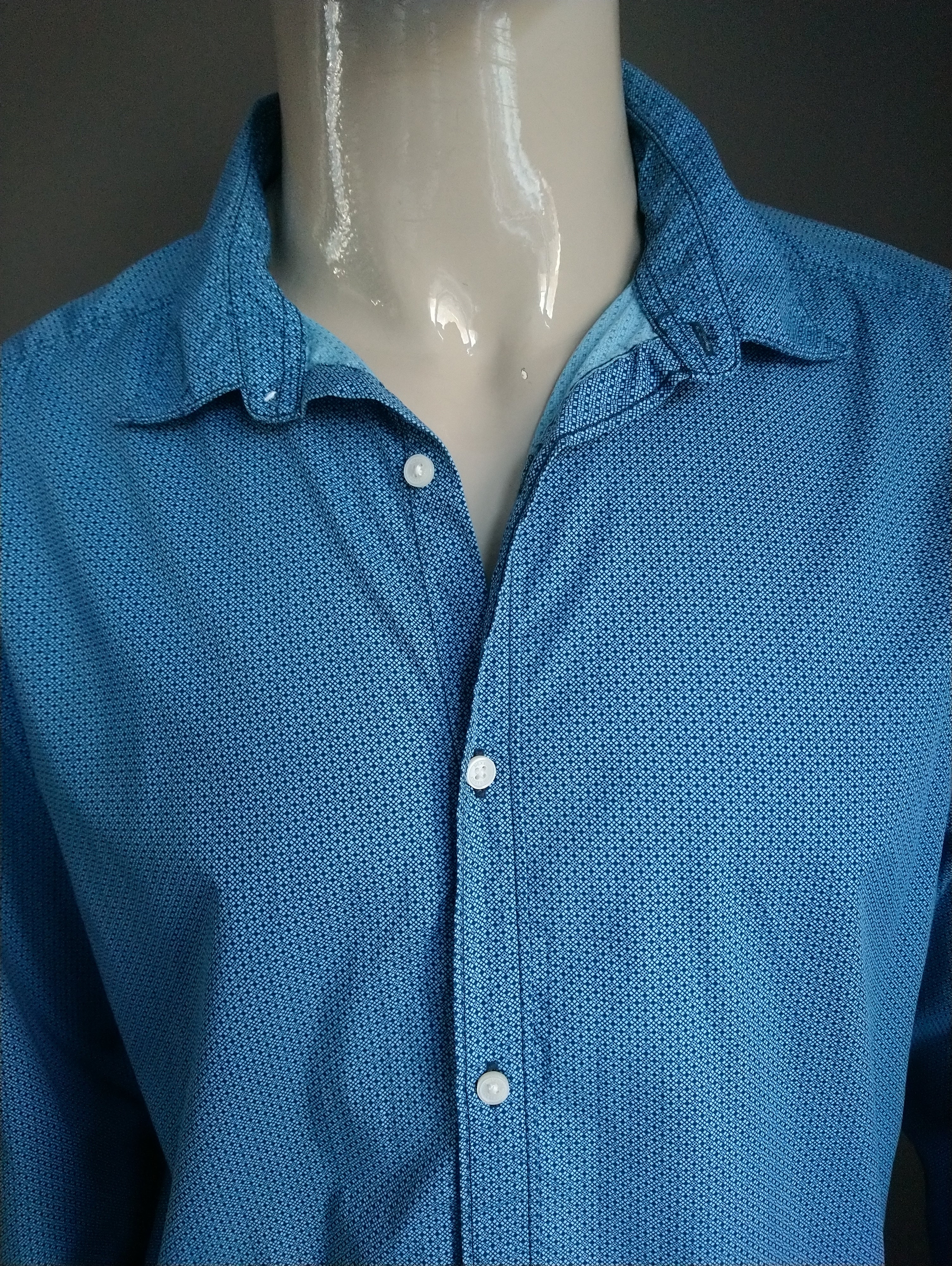 opwinding Onverbiddelijk radar Mexx overhemd. Groen Blauwe print. Maat XXL / 2XL. Slim Fit. | EcoGents