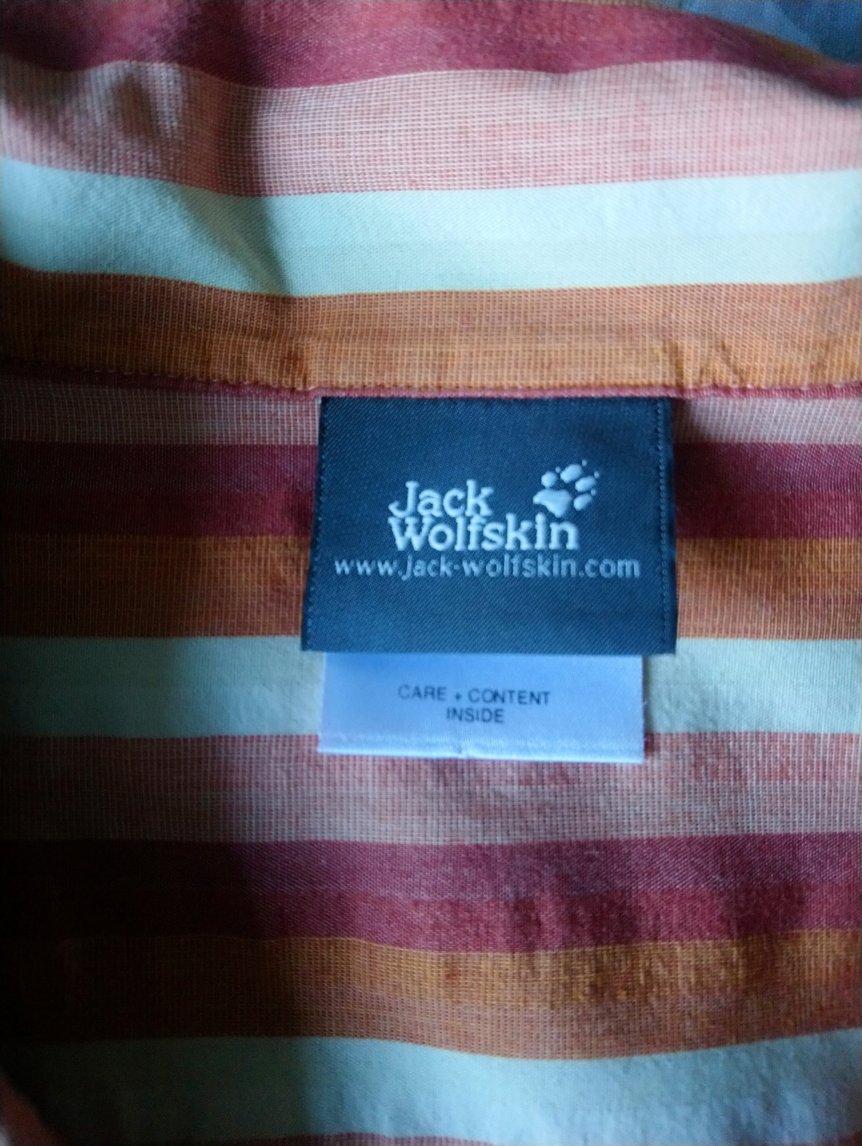 Jack Wolfskin overhemd korte mouw. Beige gestreept. Maat XL. | EcoGents