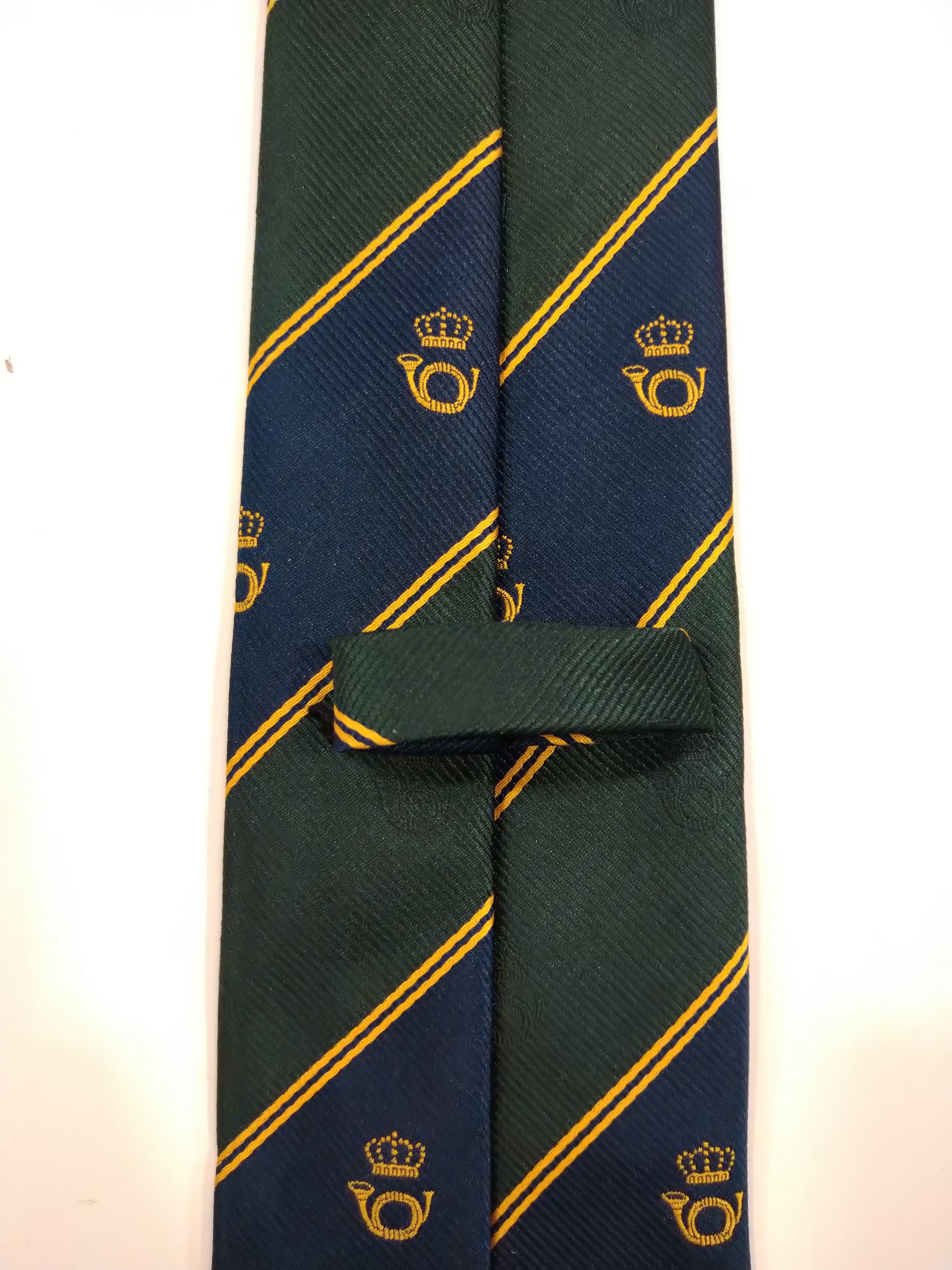 Mysterie Pygmalion Schaar Vintage polyester stropdas. Blauw groen goud motief. | EcoGents