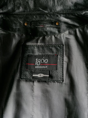 kunstmest item angst 1860 Menswear halflange leren jas met knopen. Zwart gekleurd. Maat L. |  EcoGents