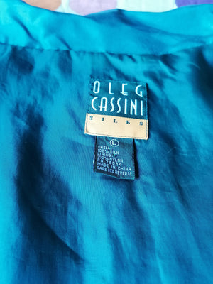 Vintage retro seda Oleg Cassini deporte rompevientos. Color verde. Tamaño L  / XL | EcoGents