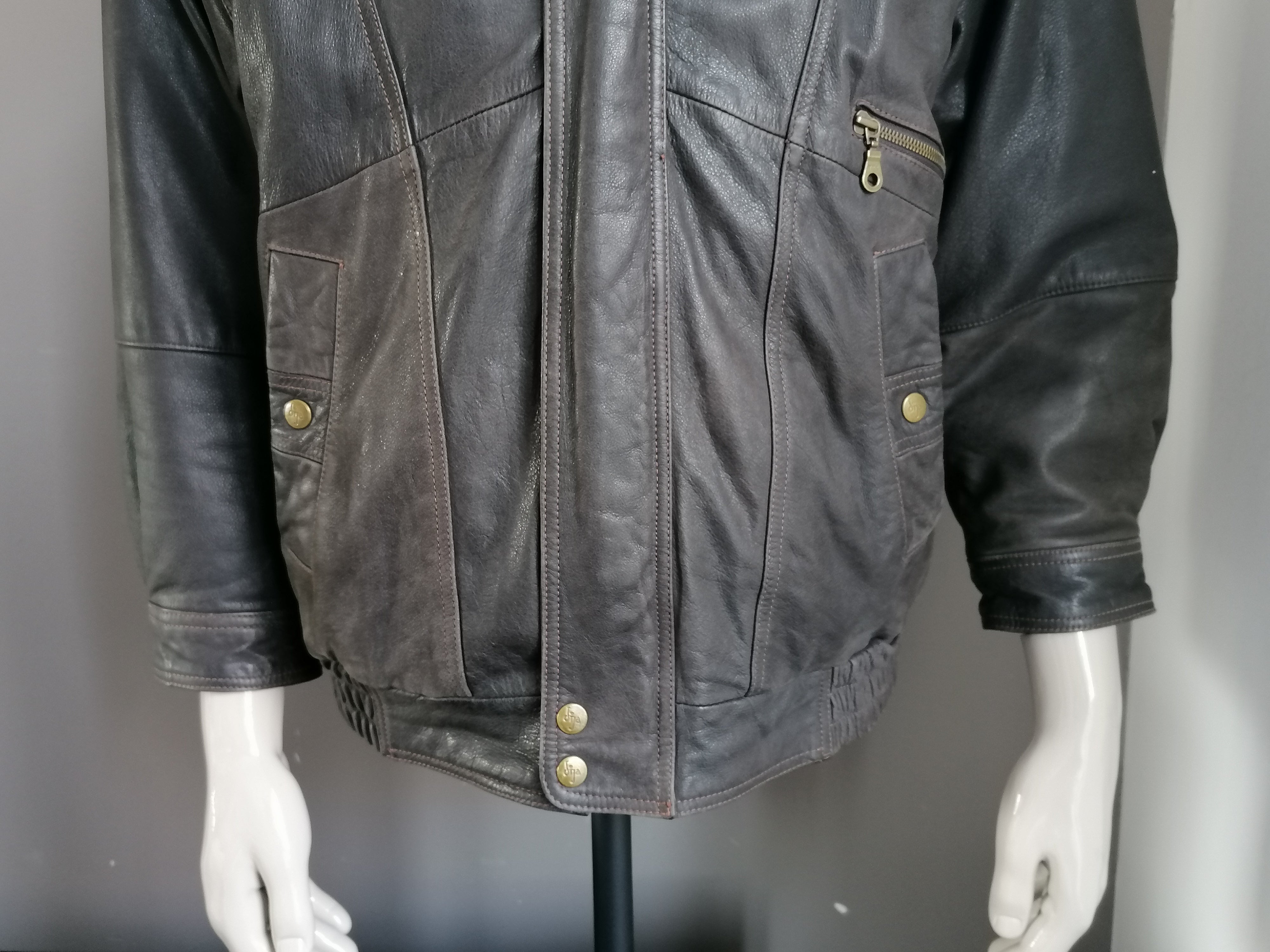 Vintage Sija 80's leather jacket / jack. Dark brown colored. Size L. 3/ ...