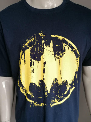 Batman Shirt. Donker Blauw Geel. Maat XL. - EcoGents