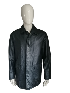 Pierre Cardin Licht gevoerde leren jas met dubbele Zwart gekleurd. Maat L. | EcoGents