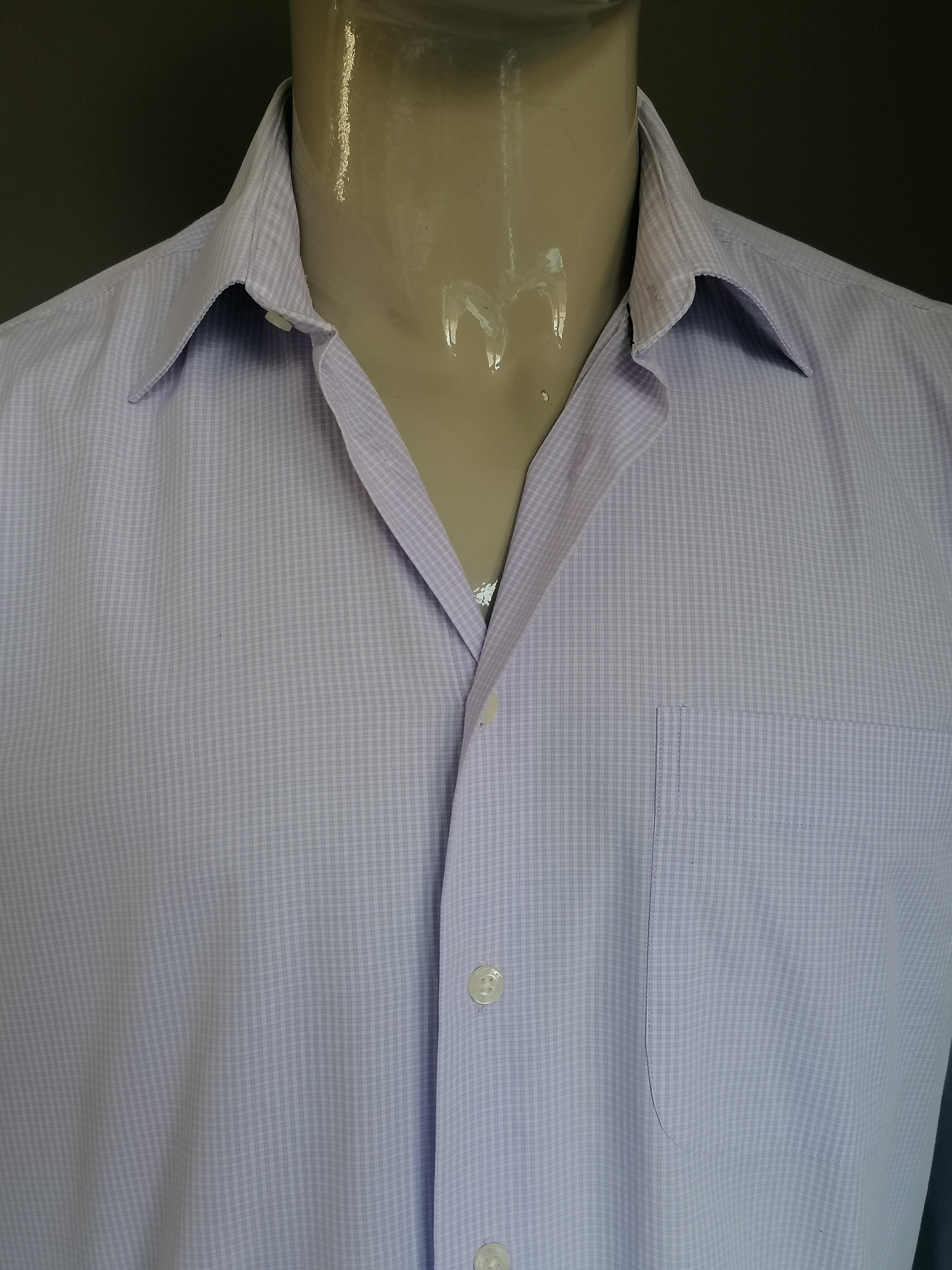 Camisa de Stanley Morgan. Púrpura blanca a cuadros. Tamaño 42 / L. |