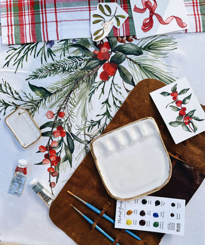 Painters palette ceramic gifts and watercolor gift set