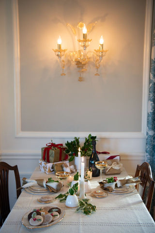 Luxury table decor setting for holiday hosting party