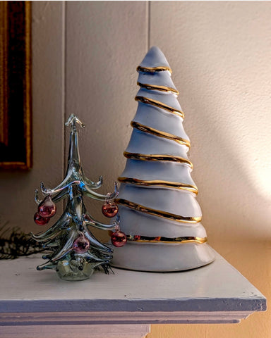 Holiday Snow Covered Ceramic Tree
