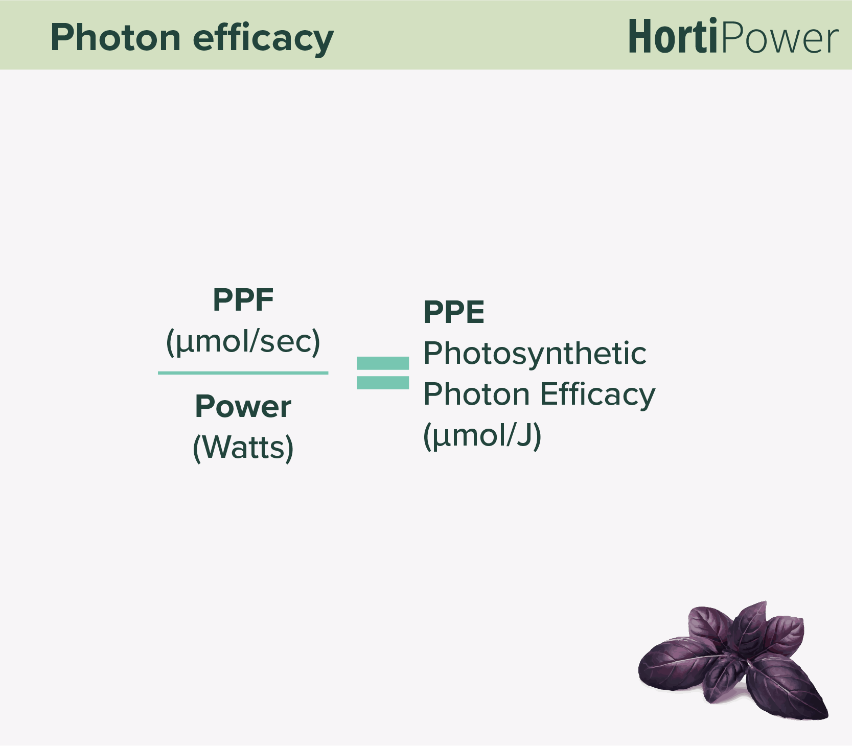 Photon efficacy of growlights formula