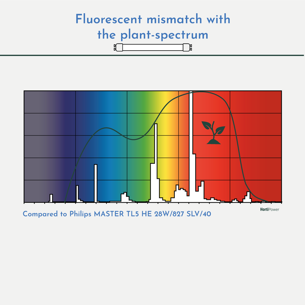 Fluorescent light spectrum and the plant spectrum
