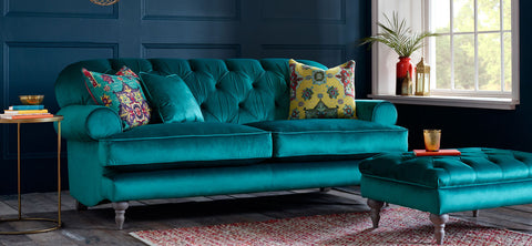 Teal velvet sofa