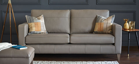 Grey softgrain leather sofa