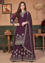 Load image into Gallery viewer, Purple Heavy Embroidered Stylish Palazzo Suit fashionandstylish.myshopify.com
