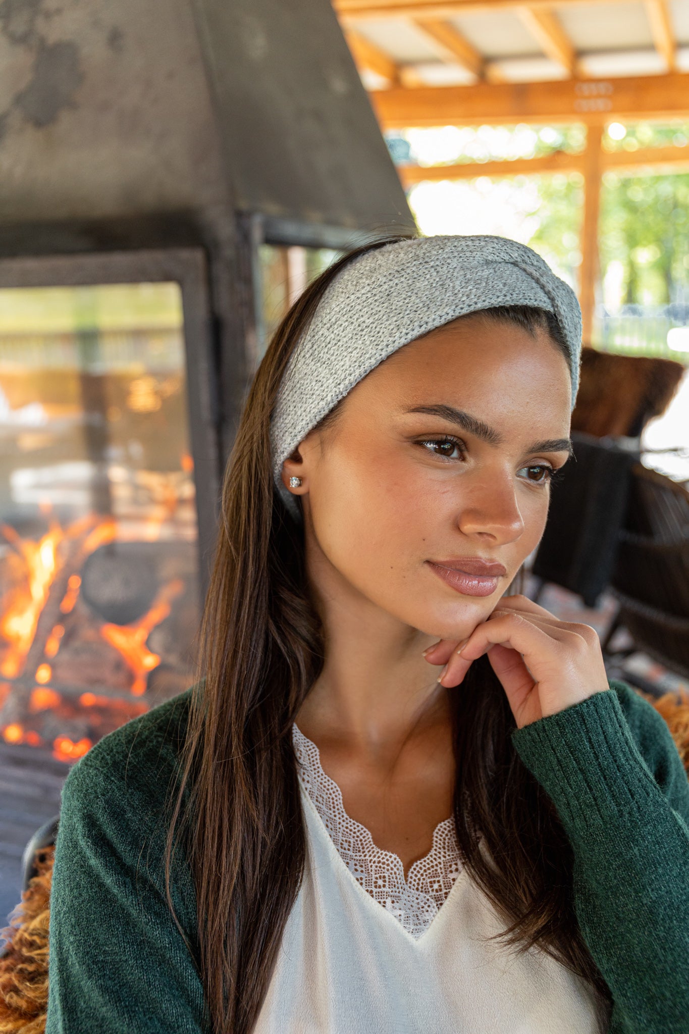 Light Grey Beni  Knit Headband