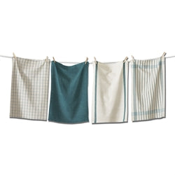 TURKISH HAND TOWELS WITH FRINGE - GRAY & AQUA - Briar & Branch