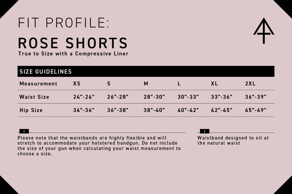 rose shorts size guide