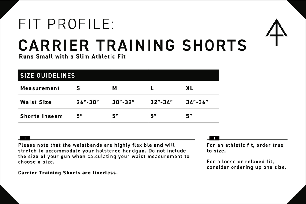 training shorts size guidelines