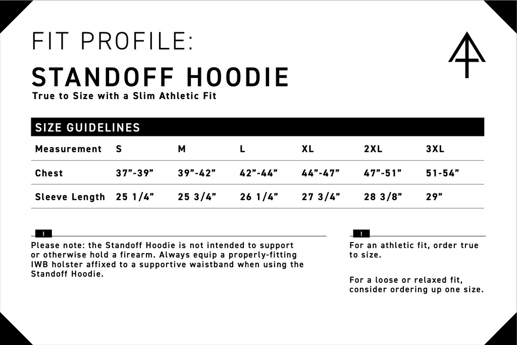 hoodie size guidelines