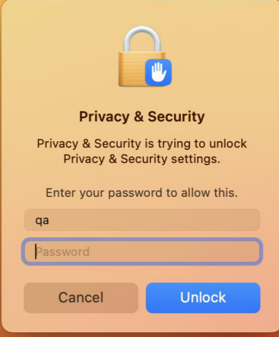 Please enter password to allow this