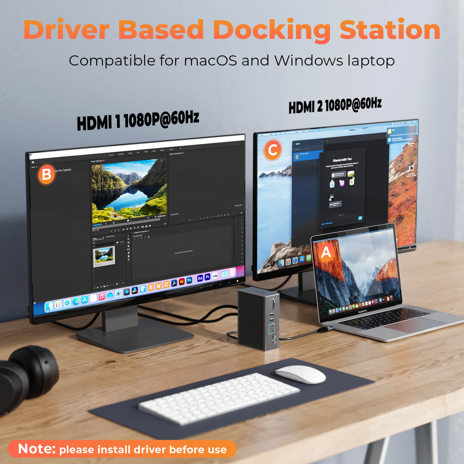 laptop docking station dual hdmi