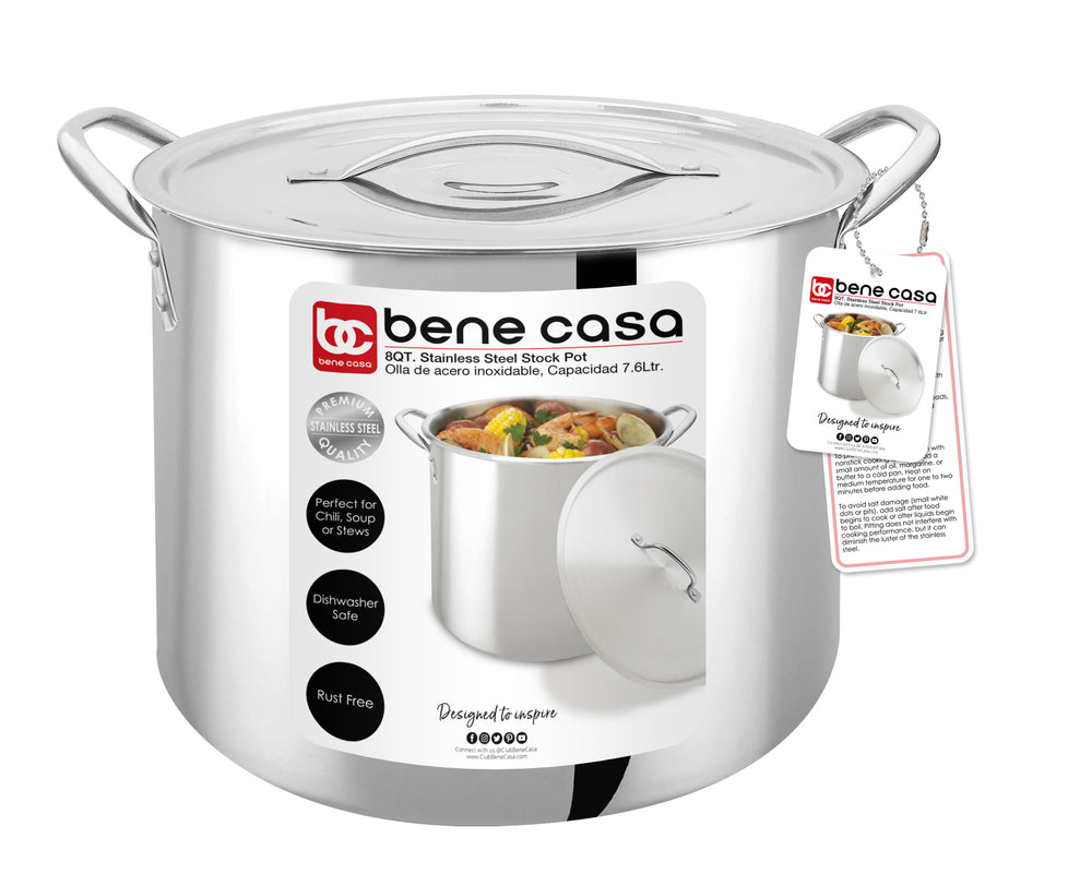 Bene Casa Stainless-Steel, 5.3-quart Pressure Cooker, 5-liter Capacity.  Olla de Presion.