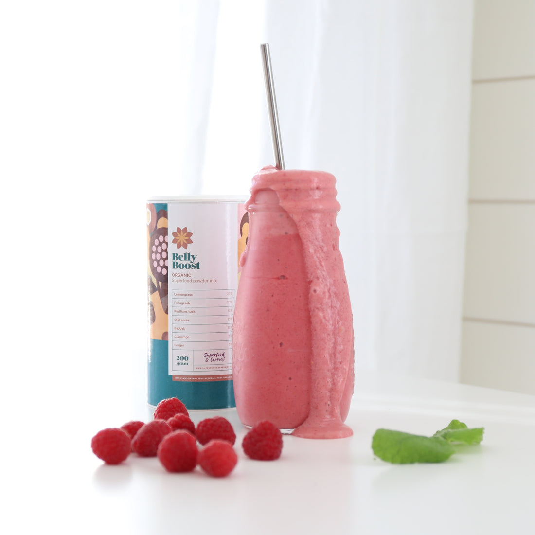 Vadelma-minttu smoothie Belly Boostilla – Superfood & Berries