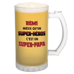 Chope de bière Planetee - Prénom super papa