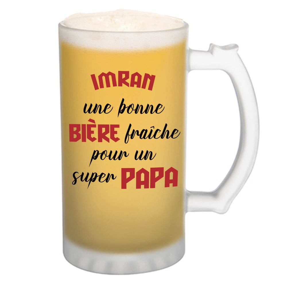Chope de bière Imrâne Super Papa, Verre Alcool Pinte Fête des Pères Humour