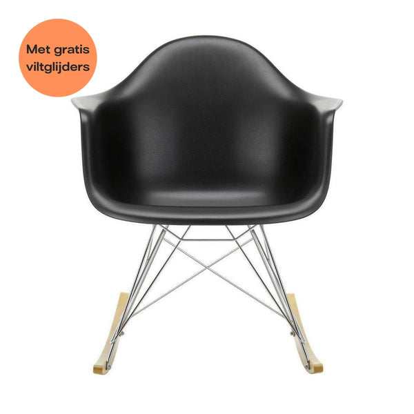 fantoom Relatief Vervelen Vitra Eames RAR schommelstoel esdoorn naturel, chroom, diep zwart –  HelloChair