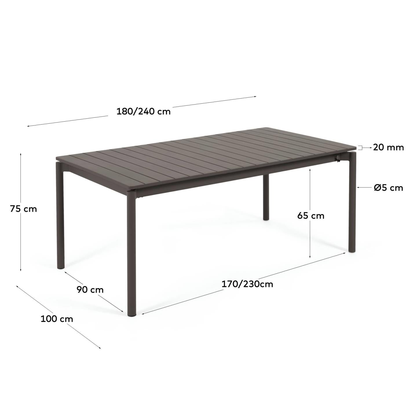 Doe mee De Kamer Waarneembaar Kave Home Zaltana tuintafel uitschuifbaar 180/240 x 100 cm zwart –  HelloChair