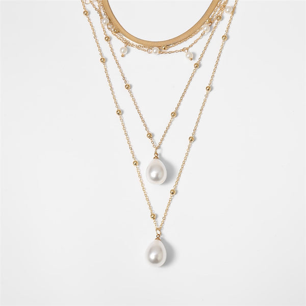 Bohemian Multi Layer Imitation Pearl Tassel Necklace