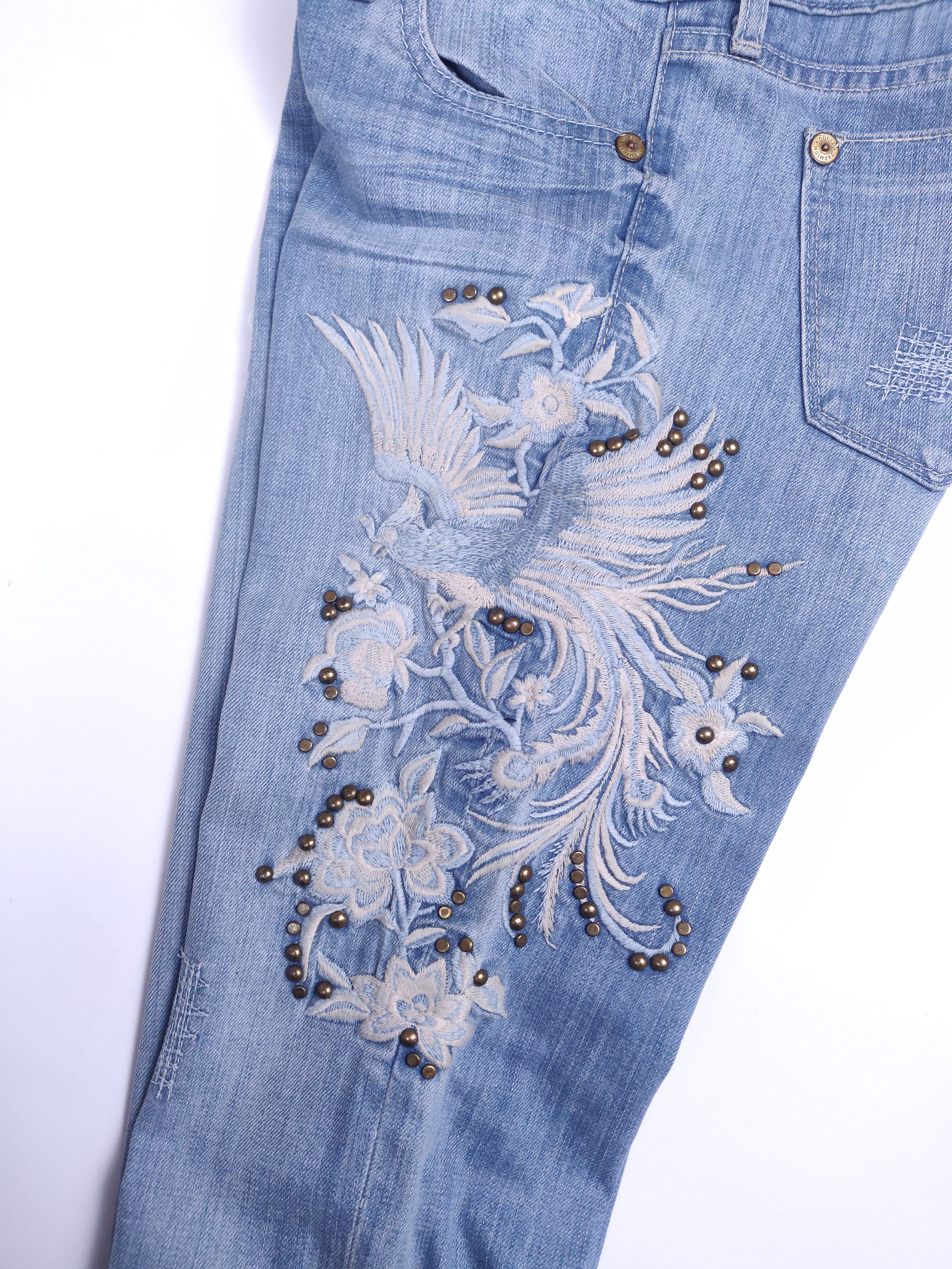 guess embroidered jeans